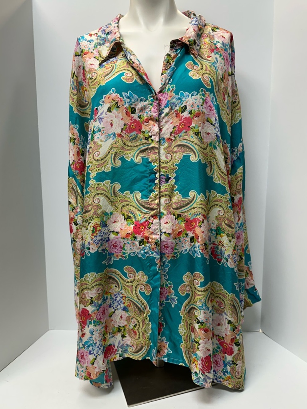 Johnny Was Floral Paisley Button-Down Blouse
